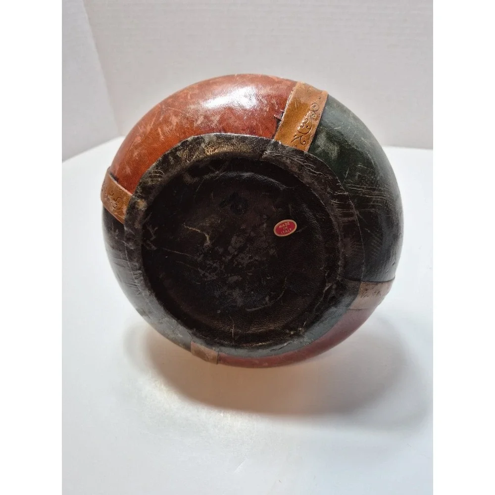 Vtg Italy Leather Covered Wine Bottle Decanter 